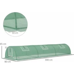 OUTSUNNY Mini Serre De Jardin Serre à Tomates Dim. 300L X 80l X 45H Cm Acier PE 5 Fenêtres Zippées Enroulables Vert -Promos Jardin Noble Magasin 81978353 3