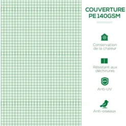 OUTSUNNY Mini Serre De Jardin Serre à Tomates Dim. 300L X 80l X 45H Cm Acier PE 5 Fenêtres Zippées Enroulables Vert -Promos Jardin Noble Magasin 81978353 4