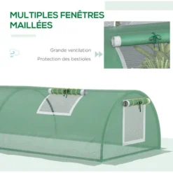 OUTSUNNY Mini Serre De Jardin Serre à Tomates Dim. 300L X 80l X 45H Cm Acier PE 5 Fenêtres Zippées Enroulables Vert -Promos Jardin Noble Magasin 81978353 5