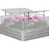 OUTSUNNY Mini Serre De Jardin Carré Potager 2 Lucarnes Dim. 126L X 107l X 67H Cm Alliage Alu. Acier Galvanisé Ondulé Polycarbonate -Promos Jardin Noble Magasin 81978357 1