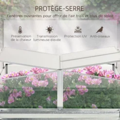 OUTSUNNY Mini Serre De Jardin Carré Potager 2 Lucarnes Dim. 126L X 107l X 67H Cm Alliage Alu. Acier Galvanisé Ondulé Polycarbonate -Promos Jardin Noble Magasin 81978357 5