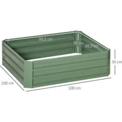 OUTSUNNY Lot De 2 Carrés Potager De Jardin Dim. 100L X 100l X 30H Cm Tôle D'acier Ondulée Vert -Promos Jardin Noble Magasin 82107757 3