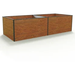 GFP Carré Potager Surélevé Pour Herbes Et Légumes Aluminium DANIELA - 297 X 119 X 77 Cm - OPTIQUE BOIS - Indéformable Et Résistant Aux Intempéries Avec Profilés Creux Aluminium - Made In Autriche