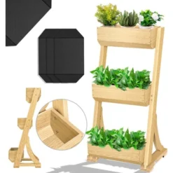 KESSER® Plate-bande SurĂ©levĂ©e Avec Ă©tages Premium Jardinière Étagère En Escalier Pour Fleurs Étagère En Escalier Pour Plantations - Potager Parterre D’herbes Pots Plate-bande Sous Bâche Parterre Bac Ă