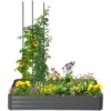 OUTSUNNY Carré Potager De Jardin Avec Tuteur Modulable Acier Vert Foncé - Tôle D'acier Ondulée Gris Clair -Promos Jardin Noble Magasin 82629642 1