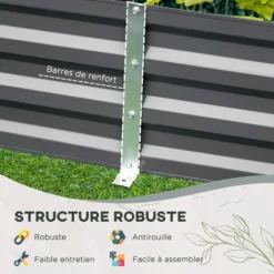 OUTSUNNY Carré Potager De Jardin Avec Tuteur Modulable Acier Vert Foncé - Tôle D'acier Ondulée Gris Clair -Promos Jardin Noble Magasin 82629642 5