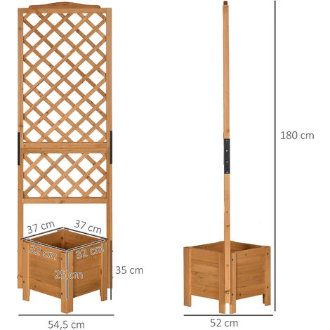 OUTSUNNY Jardinière Avec Treillis - Bac à Fleurs - Jardinière Sur Pied - Dim. 54,5L X 52l X 180H Cm - Bois Sapin Pré-huilé 5 OUTSUNNY Jardinière Avec Treillis - Bac à Fleurs - Jardinière Sur Pied - Dim. 54,5L X 52l X 180H Cm - Bois Sapin Pré-huilé – Image 3