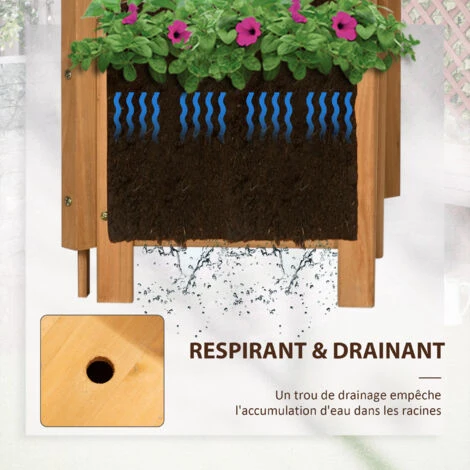 OUTSUNNY Jardinière Avec Treillis - Bac à Fleurs - Jardinière Sur Pied - Dim. 54,5L X 52l X 180H Cm - Bois Sapin Pré-huilé 6 OUTSUNNY Jardinière Avec Treillis - Bac à Fleurs - Jardinière Sur Pied - Dim. 54,5L X 52l X 180H Cm - Bois Sapin Pré-huilé – Image 4
