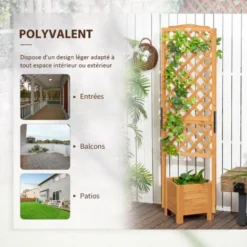 OUTSUNNY Jardinière Avec Treillis - Bac à Fleurs - Jardinière Sur Pied - Dim. 54,5L X 52l X 180H Cm - Bois Sapin Pré-huilé 11 OUTSUNNY Jardinière Avec Treillis - Bac à Fleurs - Jardinière Sur Pied - Dim. 54,5L X 52l X 180H Cm - Bois Sapin Pré-huilé -Promos Jardin Noble Magasin 82629645 5