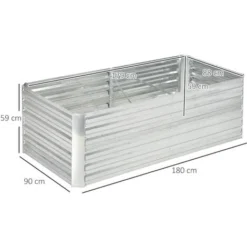 OUTSUNNY Carré Potager De Jardin Renforcé - Dim. 180L X 90l X 59H Cm - Tôle D'acier Ondulée Galvanisée -Promos Jardin Noble Magasin 82629912 3