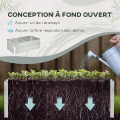 OUTSUNNY Carré Potager De Jardin Renforcé - Dim. 180L X 90l X 59H Cm - Tôle D'acier Ondulée Galvanisée -Promos Jardin Noble Magasin 82629912 4