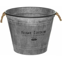 ATMOSPHERA Pot De Fleur En Zinc Style Vintage - Gris - D 49,5 X P 41 Cm - Livraison Gratuite