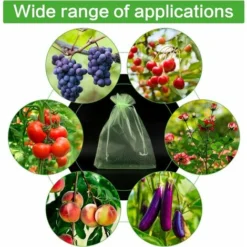 SVKBJROY Sac De Protection De Raisins, 50Pcs Sac De Protection De Grappes,17 X 23 Cm, Sachets De Protection Pour Plantes, Sac En Organza Avec Cordon De Serrage Pour Fruits(Vert) -Promos Jardin Noble Magasin 83693400 5