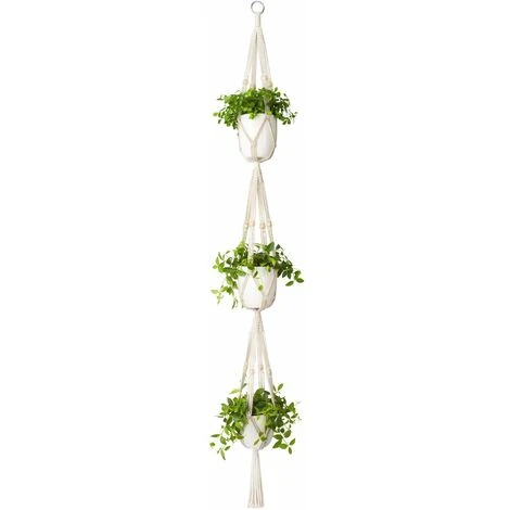 Macramé Plant Hanger 3 Tier Intérieur Extérieur Panier à Planter Suspendu Corde De Coton With Beads 177cm 3 Macramé Plant Hanger 3 Tier Intérieur Extérieur Panier à Planter Suspendu Corde De Coton With Beads 177cm