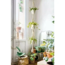 Macramé Plant Hanger 3 Tier Intérieur Extérieur Panier à Planter Suspendu Corde De Coton With Beads 177cm 10 Macramé Plant Hanger 3 Tier Intérieur Extérieur Panier à Planter Suspendu Corde De Coton With Beads 177cm -Promos Jardin Noble Magasin 83693928 4