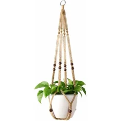 Cintre Pour Plante Panier Suspendu Pour Jardinière Intérieure Support De Pot De Fleur Corde De Jute With Beads 89cm