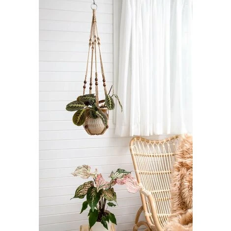 Cintre Pour Plante Panier Suspendu Pour Jardinière Intérieure Support De Pot De Fleur Corde De Jute With Beads 89cm 4 Cintre Pour Plante Panier Suspendu Pour Jardinière Intérieure Support De Pot De Fleur Corde De Jute With Beads 89cm – Image 2
