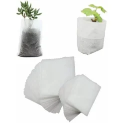 500 Pcs Sacs à Plantes Non Tissé, Sacs Biodégradables Tissu Non Tissé Pour Plantes Semis Sacs De Croissance D'élevage Pour Les Tomates, Les Fleurs, Les Plantes Et Plus - Blanc - 8 × 10 Cm, Versailles