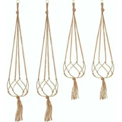 Lot De 4 Suspension Corde Plante Macramé Porte Pot Suspendu Plante Cintre Intérieur Extérieur Décoration Du Jardin Avec - 2 Pièces 105 Cm Et 2 Pièces 90 Cm, 4 Pieds