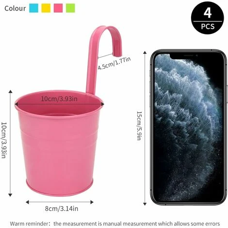 Pot De Fleur Suspendu En Métal, Pot De Fleur Exterieur Avec Trou De Drainage Parfaits Pour Jardin, Balcon, Clôture, Patio, Décoration 4 Pièces 4 Pot De Fleur Suspendu En Métal, Pot De Fleur Exterieur Avec Trou De Drainage Parfaits Pour Jardin, Balcon, Clôture, Patio, Décoration 4 Pièces – Image 2