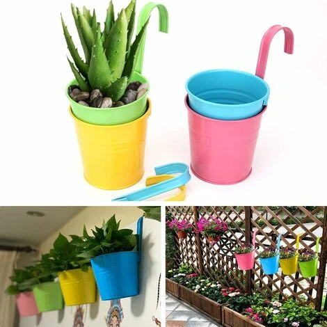 Pot De Fleur Suspendu En Métal, Pot De Fleur Exterieur Avec Trou De Drainage Parfaits Pour Jardin, Balcon, Clôture, Patio, Décoration 4 Pièces 6 Pot De Fleur Suspendu En Métal, Pot De Fleur Exterieur Avec Trou De Drainage Parfaits Pour Jardin, Balcon, Clôture, Patio, Décoration 4 Pièces – Image 4