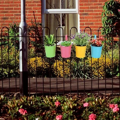 Pot De Fleur Suspendu En Métal, Pot De Fleur Exterieur Avec Trou De Drainage Parfaits Pour Jardin, Balcon, Clôture, Patio, Décoration 4 Pièces 7 Pot De Fleur Suspendu En Métal, Pot De Fleur Exterieur Avec Trou De Drainage Parfaits Pour Jardin, Balcon, Clôture, Patio, Décoration 4 Pièces – Image 5