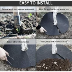 6 Pièces Tapis De Protection Des Arbres Contrôle écologique Tissu Paillis Anneau Rond Barrière Plante Couverture Pour Intérieur Extérieur Jardins -Promos Jardin Noble Magasin 84054577 3