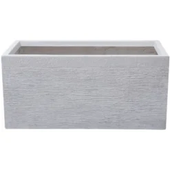 Jardinière Cache-Pot Blanc Effet Pierre En Mélange De Fibres 37 X 80 X 38 Cm Bac à Fleurs Au Design Moderne Idéal Pour Extérieur Et Intérieur Beliani