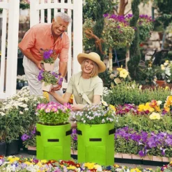 AUFUN 2X Sacs De Plantation Pour Pommes De Terre 7 Gall, 27 L, Réutilisables, Pour La Culture Des Fraises, Carottes, Tomates, Fleurs (30 X 25 Cm, Vert) -Promos Jardin Noble Magasin 85430853 5