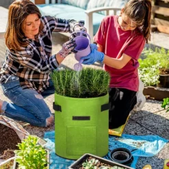 AUFUN 2X Sacs De Plantation Pour Pommes De Terre 10 Gall, 38 L, Réutilisables, Pour La Culture Des Fraises, Carottes, Tomates, Fleurs (35 X 40 Cm, Vert) -Promos Jardin Noble Magasin 85430977 4