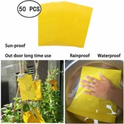 50 Pièges à Insectes, Papier Collant Double Face, Jaune Sticky Papiers Pour Blanc Feuille De Mouches, Les Pucerons, Mineur Avec Des Liens Torsadés,15cm X 20 Cm -Promos Jardin Noble Magasin 85560502 3