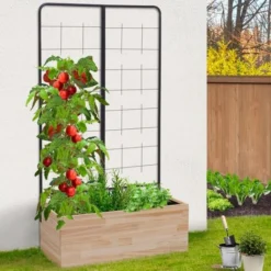 Jardinière En Bois JESSY 80 X 30 CM Avec Treillis Carré Potager -Promos Jardin Noble Magasin 85562539 5