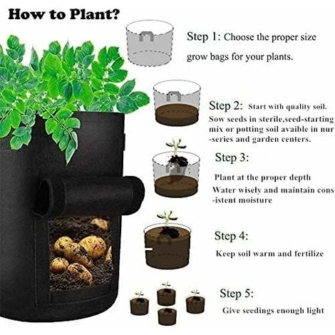 COUCOU Sac De Culture De Jardin 3 Pièces Sac De Culture Respirant Sac De Culture De Pommes De Terre Avec Fenêtre. 7 COUCOU Sac De Culture De Jardin 3 Pièces Sac De Culture Respirant Sac De Culture De Pommes De Terre Avec Fenêtre. – Image 5