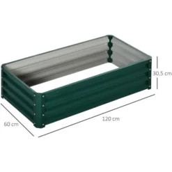 OUTSUNNY Carré Potager De Jardin Dim. 120L X 60l X 30H Cm Tôle D'acier Ondulée Vert -Promos Jardin Noble Magasin 86507401 3
