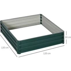 OUTSUNNY Carré Potager De Jardin Dim. 120L X 120l X 30H Cm Tôle D'acier Ondulée Vert Foncé -Promos Jardin Noble Magasin 86507409 3