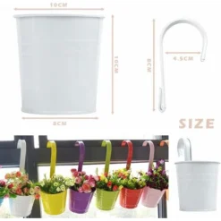 DHKLFA Lot De 6 Pots De Fleurs Intérieur Suspendu En Métal Avec Crochet Amovible Décoration Jardinage - Blanc -Promos Jardin Noble Magasin 86521667 3