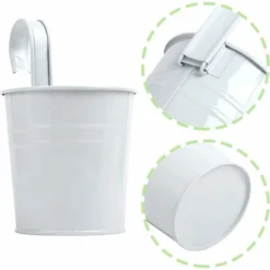 DHKLFA Lot De 6 Pots De Fleurs Intérieur Suspendu En Métal Avec Crochet Amovible Décoration Jardinage - Blanc -Promos Jardin Noble Magasin 86521667 4