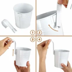 DHKLFA Lot De 6 Pots De Fleurs Intérieur Suspendu En Métal Avec Crochet Amovible Décoration Jardinage - Blanc -Promos Jardin Noble Magasin 86521667 5