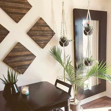 Lot De 5 Cintres En Macramé Pour Plantes D'intérieur à Suspendre Au Mur Panier à Fleurs Porte-pot Boho Home Decor, Blanc Pratique 6 Lot De 5 Cintres En Macramé Pour Plantes D'intérieur à Suspendre Au Mur Panier à Fleurs Porte-pot Boho Home Decor, Blanc Pratique – Image 4