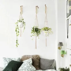 Lot De 5 Cintres En Macramé Pour Plantes D'intérieur à Suspendre Au Mur Panier à Fleurs Porte-pot Boho Home Decor, Blanc Pratique 11 Lot De 5 Cintres En Macramé Pour Plantes D'intérieur à Suspendre Au Mur Panier à Fleurs Porte-pot Boho Home Decor, Blanc Pratique -Promos Jardin Noble Magasin 87221266 5