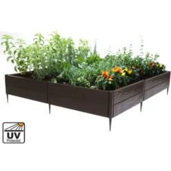 Carré Potager Modulable En Résine 260 Litres - L120 X L120 X H20 Cm Marron - POTALY -Promos Jardin Noble Magasin 87449916 5