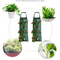 Jardin Fraise Tomate Suspendu Cultiver Sacs De Jardinière Pot De Plante Conteneur Non-tissé Vertical Jardin Suspendu Plantes Cultiver Des Sacs 02(6 Poches) -Promos Jardin Noble Magasin 87485425 5