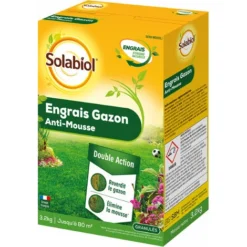 SOLABIOL SOGAZMOU80N Engrais Gazon Anti Mousse 3,2kg Elimine La Mousse & Fertilise Le Gazon