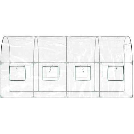 Serre Transparent 160x400x190 Cm PVC Et Acier Enduit De Poudre VidaXL 6 Serre Transparent 160x400x190 Cm PVC Et Acier Enduit De Poudre VidaXL – Image 4