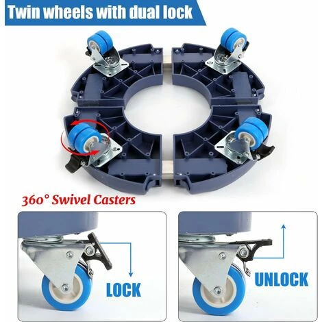 Porte Plante A Roulettes Rotation à 360°, Capacité De 200 KG, Plateau Roulant Réglable Ø 40-54cm, Support De Pot De Fleur Pour Intérieur à Extérieur, Plante,Pied De Parasol,Poubelle,Bleu 6 Porte Plante A Roulettes Rotation à 360°, Capacité De 200 KG, Plateau Roulant Réglable Ø 40-54cm, Support De Pot De Fleur Pour Intérieur à Extérieur, Plante,Pied De Parasol,Poubelle,Bleu – Image 4