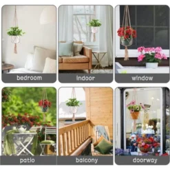 AIDUCHO 4 Paquets Suspension Plante, Pot Suspendu Plante, Pour Suspendre Pot De Fleur Suspension Suspendue Décoration Balcon Maison, 4 Jambes En Corde, 90 Cm -Promos Jardin Noble Magasin 88059560 5