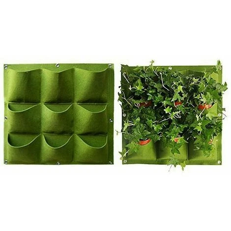 9 Pocket Vertical Greening Hanging Wall Jardin Plant Grow Pot Bag Planter 4 9 Pocket Vertical Greening Hanging Wall Jardin Plant Grow Pot Bag Planter – Image 2