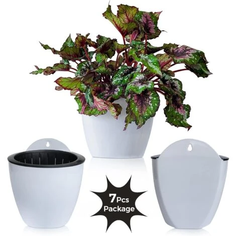AIDUCHO Jardinières Suspendues à Arrosage Automatique Lot De 7 Deco Mural Pot De Fleur Interieur, Exterieur Decoration Murale Fenêtre Blanc Plastique, Grande, 18 Cm 4 AIDUCHO Jardinières Suspendues à Arrosage Automatique Lot De 7 Deco Mural Pot De Fleur Interieur, Exterieur Decoration Murale Fenêtre Blanc Plastique, Grande, 18 Cm – Image 2