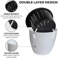 AIDUCHO Jardinières Suspendues à Arrosage Automatique Lot De 7 Deco Mural Pot De Fleur Interieur, Exterieur Decoration Murale Fenêtre Blanc Plastique, Grande, 18 Cm 11 AIDUCHO Jardinières Suspendues à Arrosage Automatique Lot De 7 Deco Mural Pot De Fleur Interieur, Exterieur Decoration Murale Fenêtre Blanc Plastique, Grande, 18 Cm -Promos Jardin Noble Magasin 88570494 5