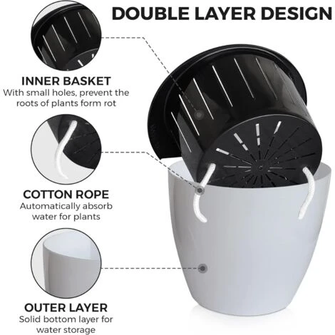 AIDUCHO Jardinières Suspendues à Arrosage Automatique Lot De 7 Deco Mural Pot De Fleur Interieur, Exterieur Decoration Murale Fenêtre Blanc Plastique, Grande, 18 Cm 7 AIDUCHO Jardinières Suspendues à Arrosage Automatique Lot De 7 Deco Mural Pot De Fleur Interieur, Exterieur Decoration Murale Fenêtre Blanc Plastique, Grande, 18 Cm – Image 5